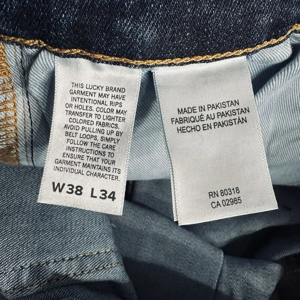 Lucky Brand Jeans Men's 410 Athletic Straight 38x34 Measure 39x33 Blue Stretch
